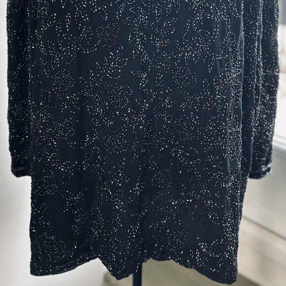 Milano Black & Iridescent Botanical Hand-Beaded Evening Jacket – US 2X - Picture 11 of 15